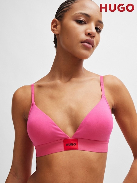 HUGO Pink Stretch-Cotton Triangle Bra With Logo Label (E42281) | €26