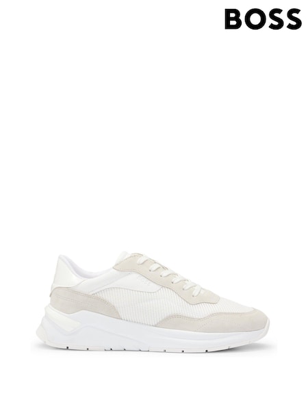 BOSS White Suede and Faux Leather Trainers (E42299) | €152