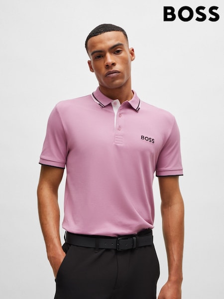 BOSS Purple Paddy Pro Golf Tipped Polo Shirt (E42302) | €58