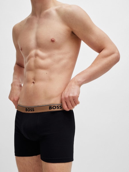 BOSS Logo Waistband Stretch Cotton Three-Pack Boxer Briefs (E42305) | 175 LEI