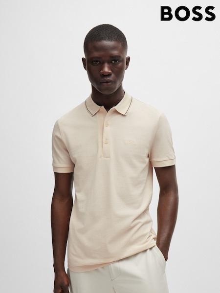Cream - BOSS Croială slim fit Piqué Tonal Logo 100% Cotton Tricouri polo (E42311) | 354 LEI