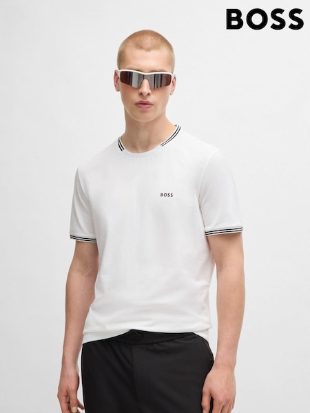 BOSS Natural BOSS Logo And Stripes Stretch-Cotton T-Shirt (E42313) | €40