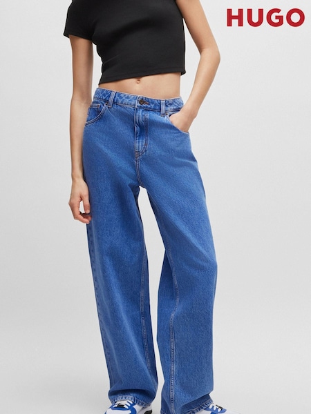 HUGO Blue Relaxed Fit Stonewashed 100% Cotton Denim Jeans (E42323) | €79