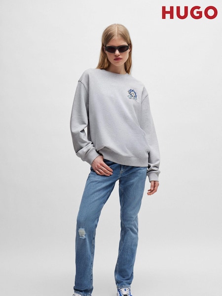 HUGO Blue Grey Seasonal Print 100% Cotton Sweatshirt (E42333) | €63