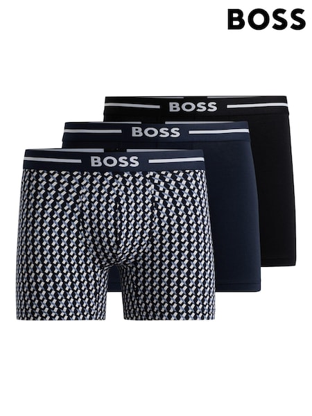 BOSS Blue Logo-Waistband Stretch Cotton Boxer Briefs 3 Pack (E42339) | €37