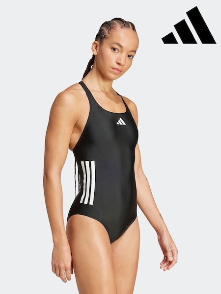 adidas Black 3 Stripe Bold Swimsuit (E42388) | R$ 375