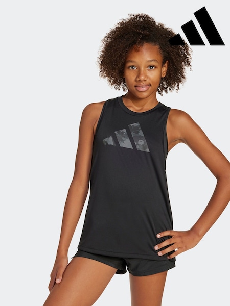 adidas Black Train Essentials Flower Print Vest (E42516) | $23