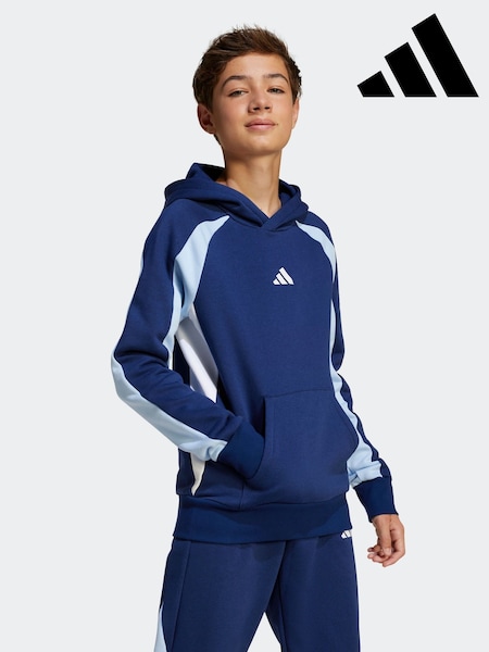 adidas Blue Colour Block Fleece Hoodie (E42554) | $46