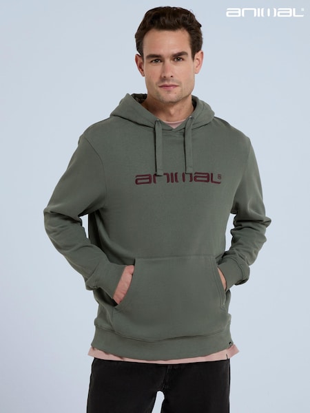 ירוק - Animal Mens Driver Logo 100% Cotton Hoodie (E42635) | ‏246‏₪