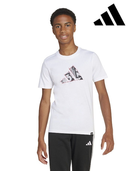 adidas White 100% Cotton Photo Graphic T-Shirt (E42679) | R$ 130