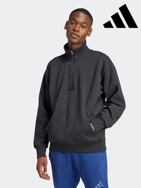 adidas Black All Szn Fleece 1/4-zip Crew Sweatshirt (E42685) | R$ 395