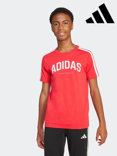 adidas Red 100% Cotton Collegiate T-Shirt (E42692) | R$ 130