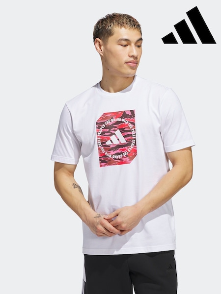 adidas White Camo Shape Graphic 100% Cotton T-Shirt (E42729) | R$ 225