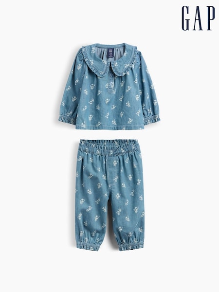 Mid Wash - Gap Floral Denim Top & Legging Set (0-24mths)