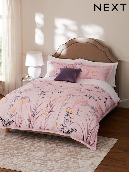 300 Thread Count Sateen Oriental Floral Duvet Cover and Pillowcase Set (E42774) | €62 - €95