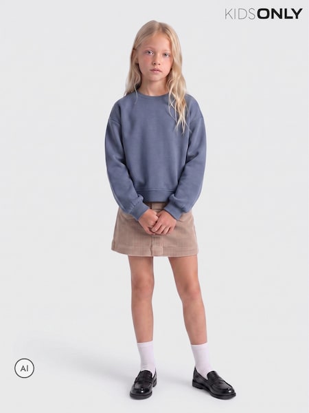 טבעי - Only Kids High Waisted Corduroy Button Through Skirt