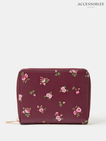 Red - Accessorize Floral Print Travel Jewellery Case