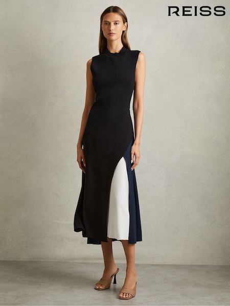 Reiss Faro Block Colour Crepe Midi Dress (E42818) | €312
