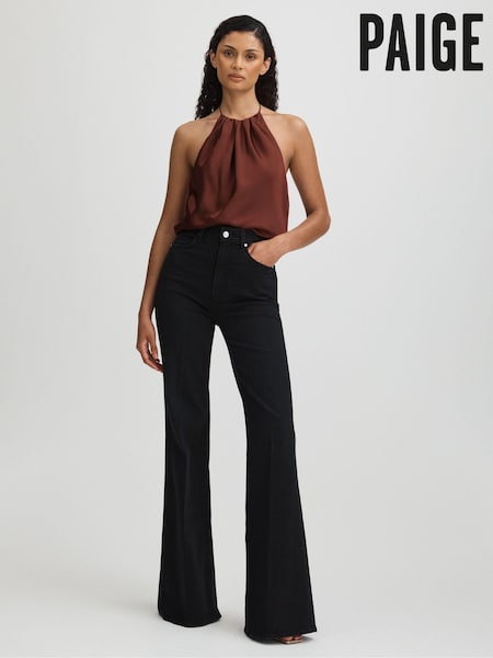 Paige Silk Satin Halter Neck Brown Top (E42821) | 406 €