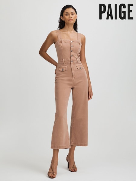 Paige Rose Cropped Denim Wide Leg Jumpsuit (E42823) | €528