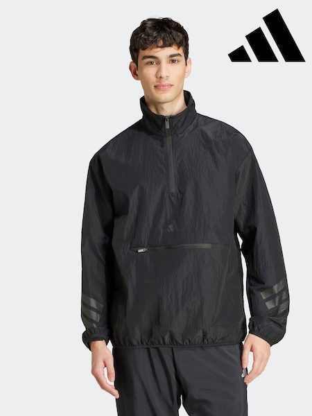 adidas Black Future Icons 3-Stripes Woven Half-Zip Sweatshirt (E42861) | R$ 545