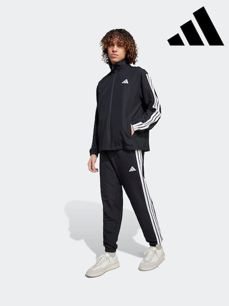שחור - Adidas Sportswear חליפת ספורט ארוגה בייסיק בעיטור 3 פסים (E42881) | ‏277‏₪
