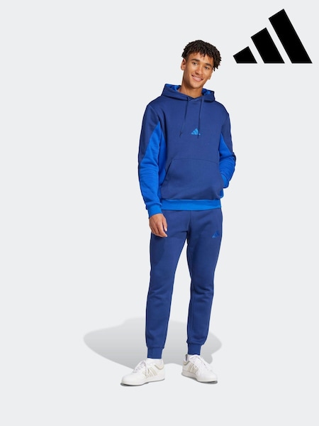 adidas Blue Sportswear Fleece Colorblock Hooded Tracksuit (E42910) | SGD 155