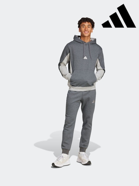 رمادي - Adidas Sportswear Fleece Colorblock Hooded Tracksuit (E42911) | ‏466 د.إ.‏
