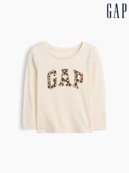 Creme mit Leopardenmuster - Gap Graphic Long Sleeve T-shirt (6mths-5yrs)