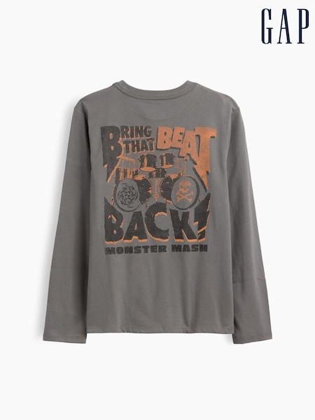 Grey Crossbones - Gap Graphic Long Sleeve T-shirt (4-13yrs)
