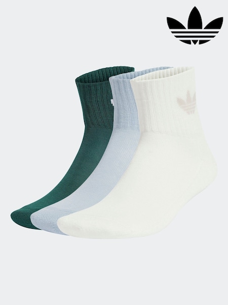 adidas Originals White Mid Ankle Socks 3 Pack (E42979) | $21