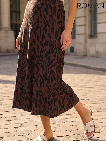 Brown - Roman Swirl Animal Skirt