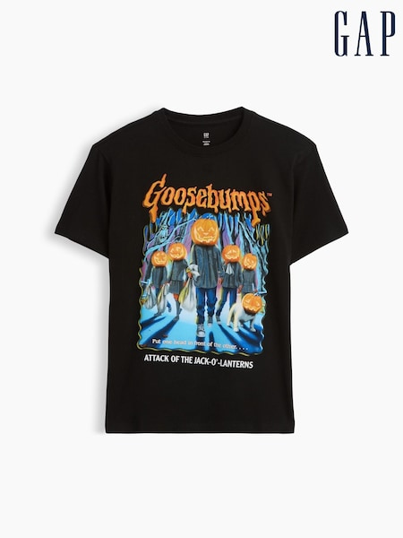 Svart gåshud - Gap Relaxed Graphic T-shirt (4-13år)