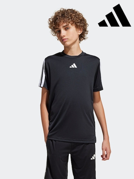 adidas Black Essentials 3 Stripes Training T-Shirt (E43054) | €18