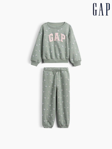 Green - Gap Vintage Soft Floral Logo Sweat Set (6mths-5yrs)