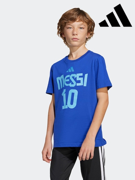 adidas Blue Messi Name and Number Graphic 100% Cotton T-Shirt (E43156) | R$ 225