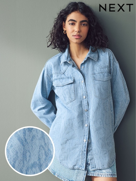 Şarpe - Denim oversize 100% Bumbac Cămăși (E43169) | 204 LEI