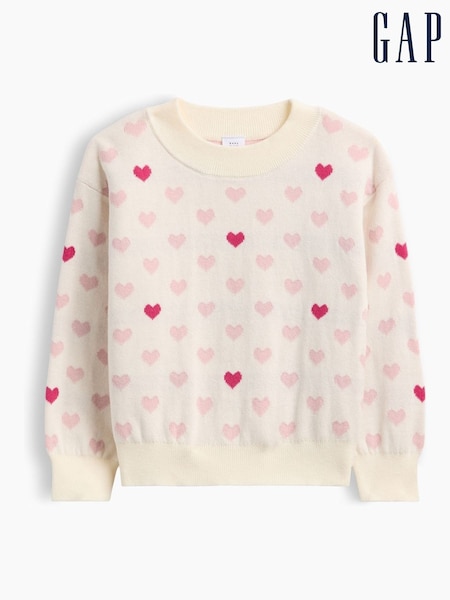Cream Heart - Gap Crew Neck Jumper (6mths-5yrs)