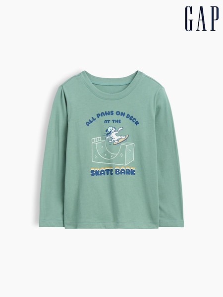 Green Skater Dog - Gap Graphic Long Sleeve T-shirt (6mths-5yrs)