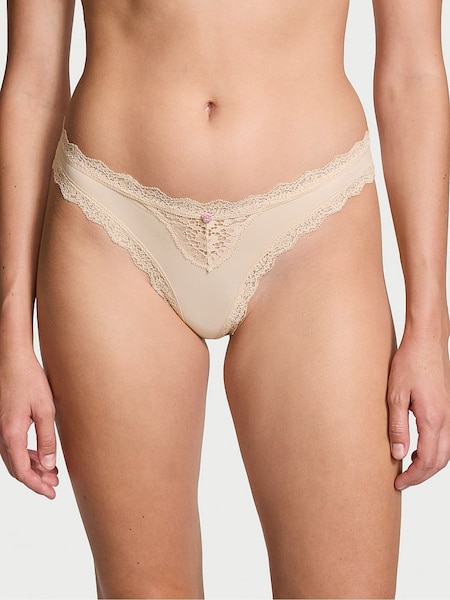 Victoria's Secret Marzipan Nude Lace Trim Thong Knickers (E43498) | €15.50