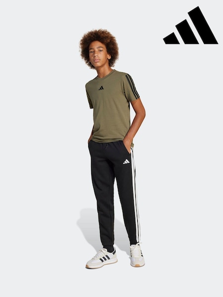adidas Black 3 Stripe Fleece Joggers (E43519) | R$ 245