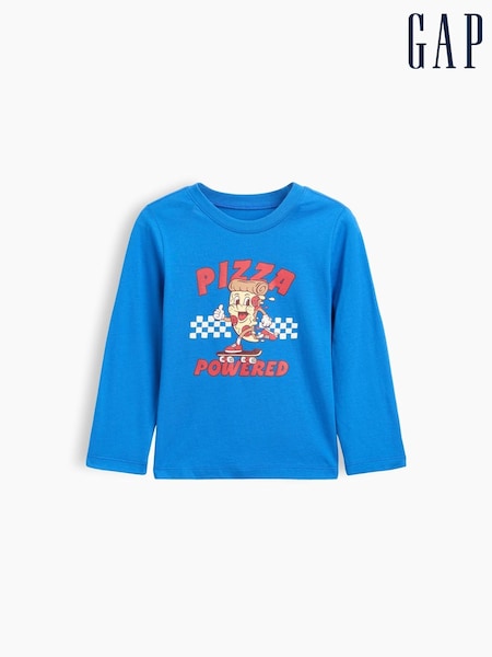 Royal blue - Gap Graphic långärmad t-shirt (6mån–5år)