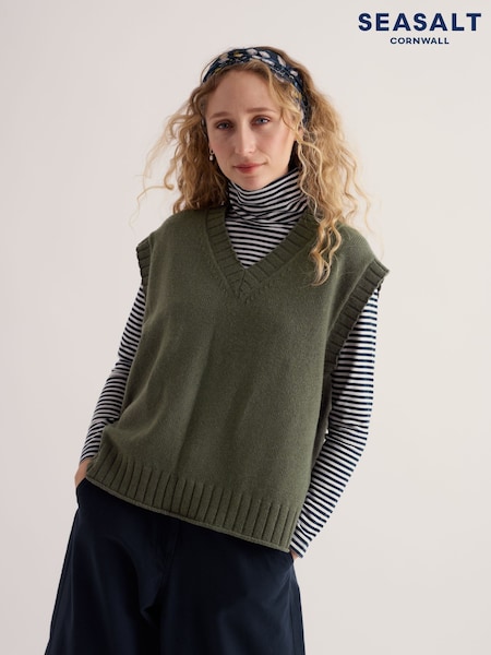 Green - Seasalt Cornwall Fistral Knitted Vest