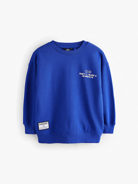 Cobalt Blue Subscribe Back Print Crew Neck Sweatshirt (3-16yrs) (E43670) | €14 - €20