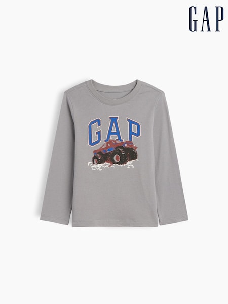 Grey Monster Truck - Gap Graphic Long Sleeve T-shirt (6mths-5yrs)