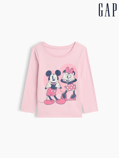 Pink Mickey and Minnie Mouse - Gap Disney Graphic Long Sleeve T-shirt (6mths-5yrs)