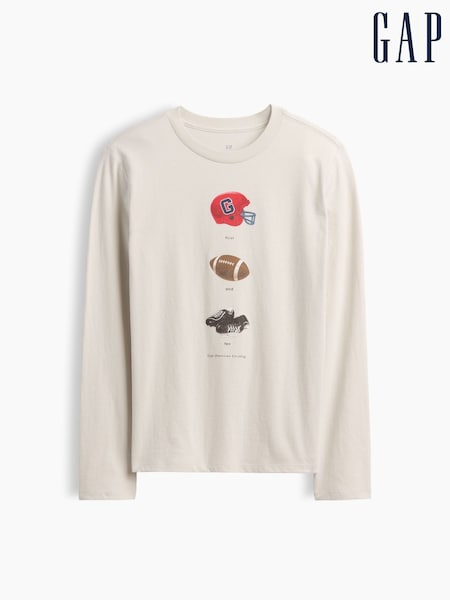 Cream American Football - Gap Graphic Long Sleeve T-shirt (4-13yrs)