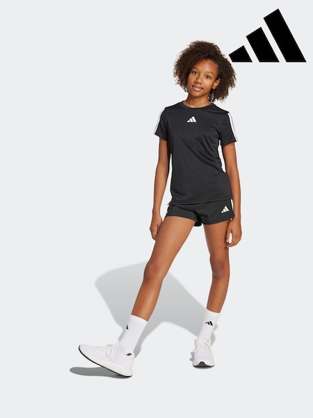 adidas Black Train Essentials 3 Stripe T-Shirt (E43699) | AED76