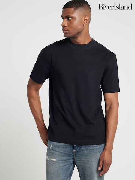 River Island Black Regular Fit Studio 100% Cotton T-Shirt (E43728) | €20