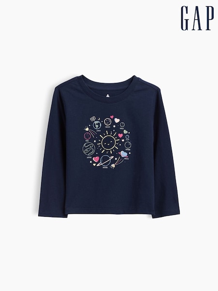 Navy Universe - Gap Graphic Long Sleeve T-shirt (6mths-5yrs)